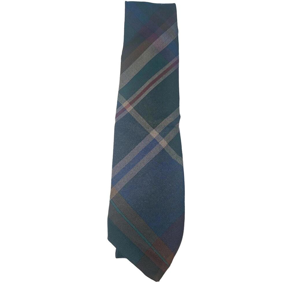 Authentic Classic Pendleton 100% Virgin Wool Plaid Tie Blue/Green Made in USA